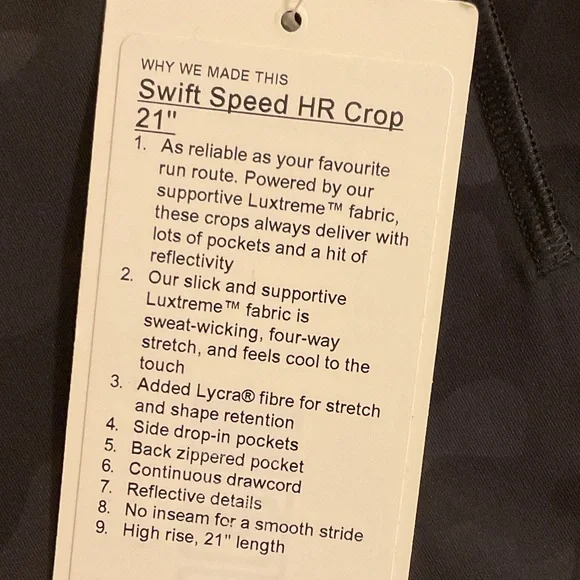 New with tags Lululemon Swift Speed HR Crop 21" leggings size 8 - Picture 9 of 16